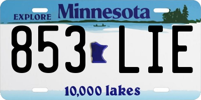 MN license plate 853LIE