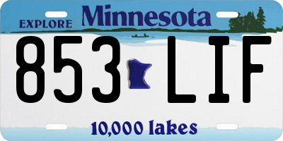 MN license plate 853LIF