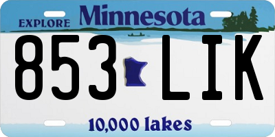 MN license plate 853LIK
