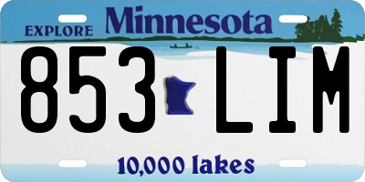 MN license plate 853LIM