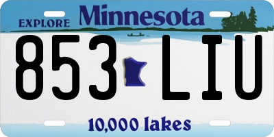 MN license plate 853LIU