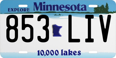 MN license plate 853LIV
