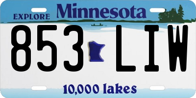MN license plate 853LIW