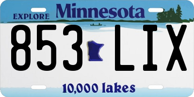 MN license plate 853LIX