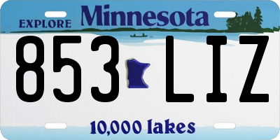 MN license plate 853LIZ
