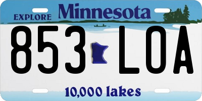MN license plate 853LOA