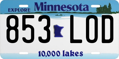 MN license plate 853LOD