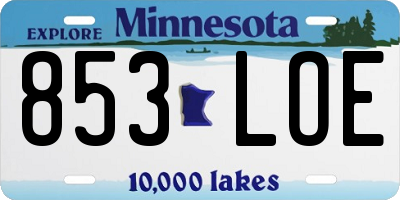 MN license plate 853LOE