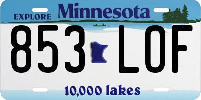 MN license plate 853LOF