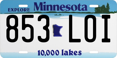 MN license plate 853LOI