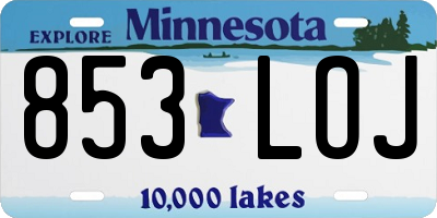 MN license plate 853LOJ