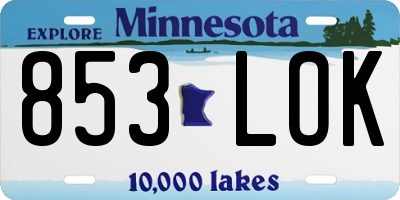 MN license plate 853LOK