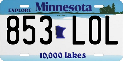 MN license plate 853LOL