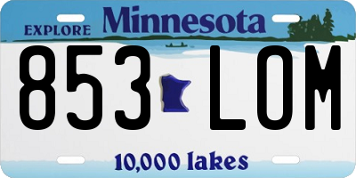 MN license plate 853LOM