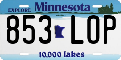 MN license plate 853LOP