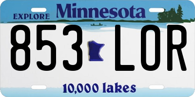 MN license plate 853LOR