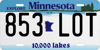 MN license plate 853LOT