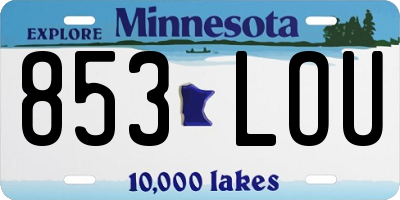 MN license plate 853LOU