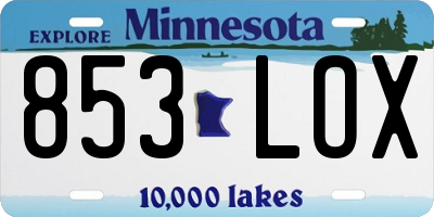 MN license plate 853LOX