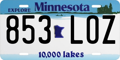 MN license plate 853LOZ