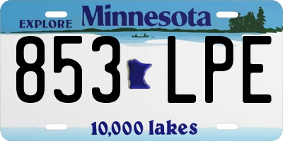 MN license plate 853LPE