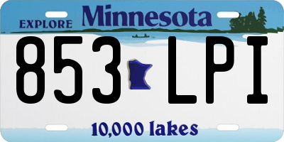 MN license plate 853LPI