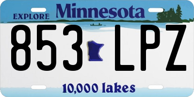 MN license plate 853LPZ
