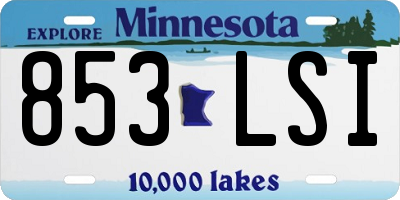 MN license plate 853LSI