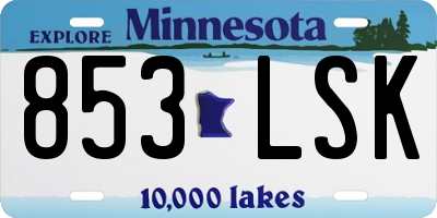 MN license plate 853LSK