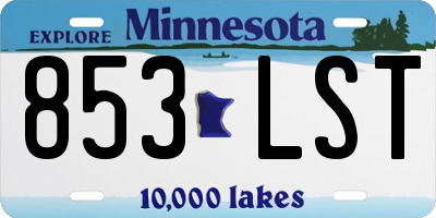MN license plate 853LST