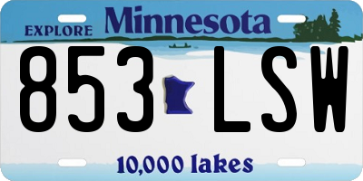 MN license plate 853LSW