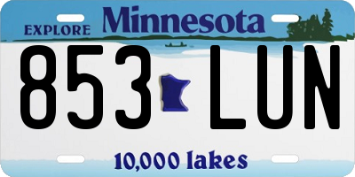 MN license plate 853LUN