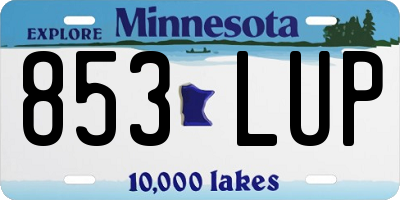 MN license plate 853LUP