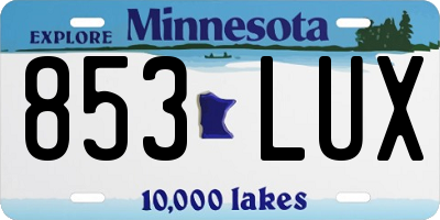 MN license plate 853LUX