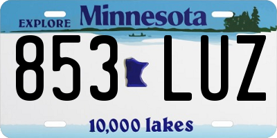 MN license plate 853LUZ