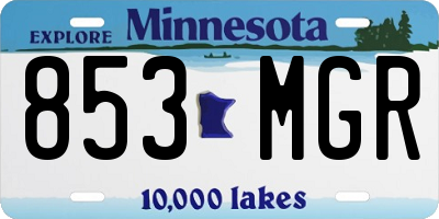 MN license plate 853MGR