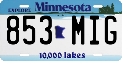 MN license plate 853MIG