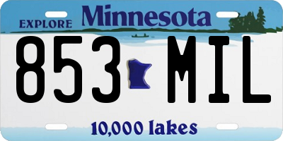 MN license plate 853MIL
