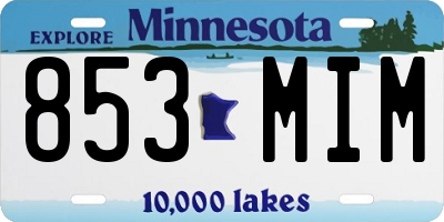MN license plate 853MIM