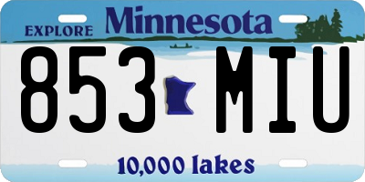 MN license plate 853MIU