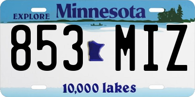 MN license plate 853MIZ