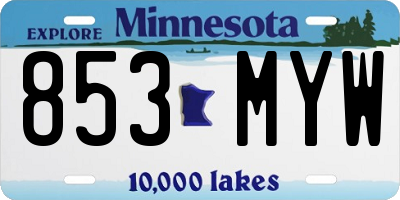 MN license plate 853MYW