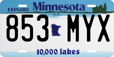 MN license plate 853MYX