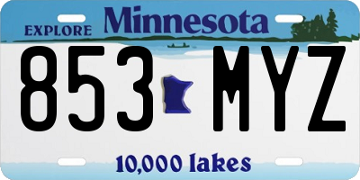 MN license plate 853MYZ