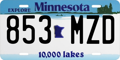 MN license plate 853MZD
