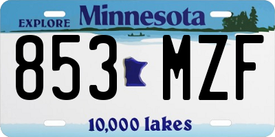 MN license plate 853MZF