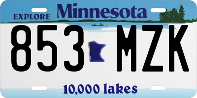 MN license plate 853MZK