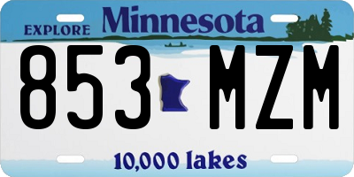 MN license plate 853MZM