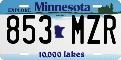 MN license plate 853MZR