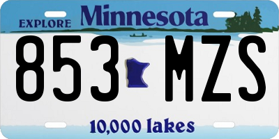 MN license plate 853MZS